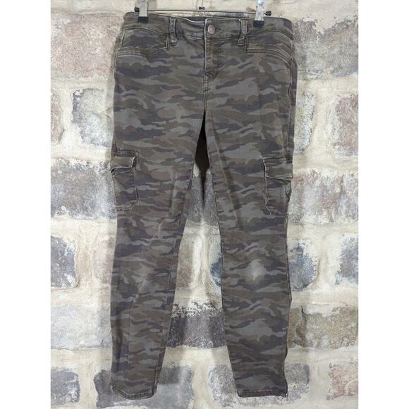 Anthropologie Level 99 Pants Woman's Size 29 Camo Utility Zip Ankle Neutral - Picture 2 of 15